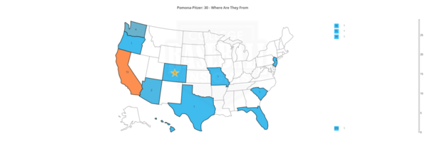 Pomona-Pitzer 2018 Distribution by State